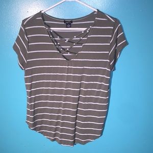 Olive Green Striped Top